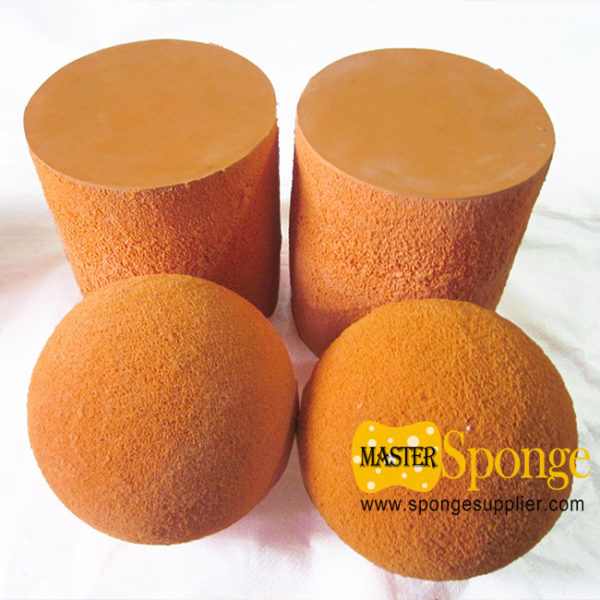 Orange Sponge Silicone Rubber Ball and Cylinder for Concrete Pipeline Cleaning